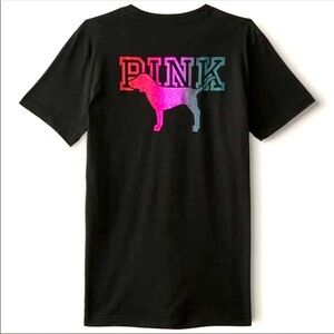 Vs Pink campus tee glitter gradient bling pup